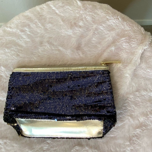 Lancome Blue Sequin Cosmetic Bag NWOT - Picture 3 of 6
